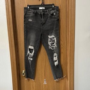 Edgy Charcoal Distressed Jeans